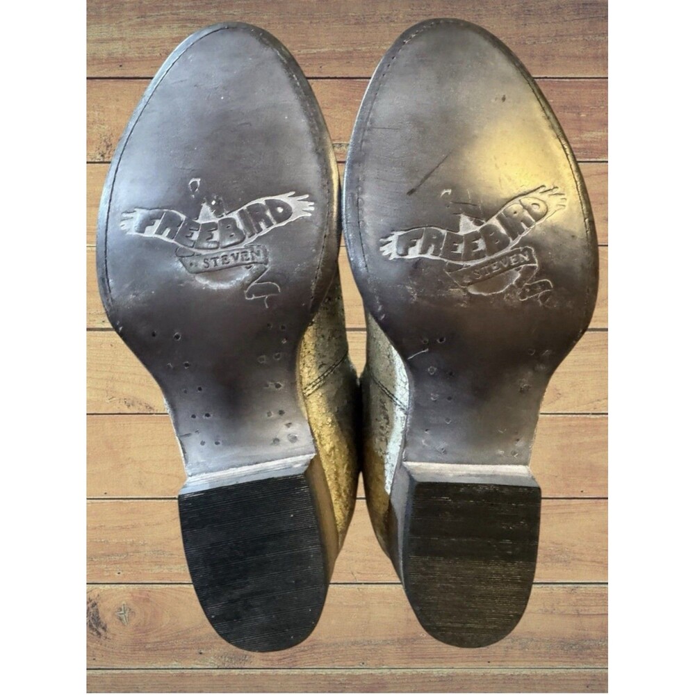 Freebird by Steven Slamanca Leather Ankle Boots Silver Distressed Sz 7 Rare!! - Picture 3 of 16
